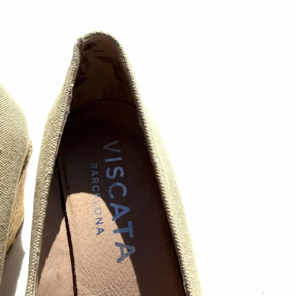 Viscata Barcelona Rises Wedge Shoe Womens 37 Beige Espadrille Heels